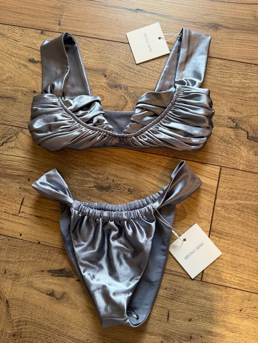 DIVINO SEAS Silver Ruched Bikini Set - Women's Swim
